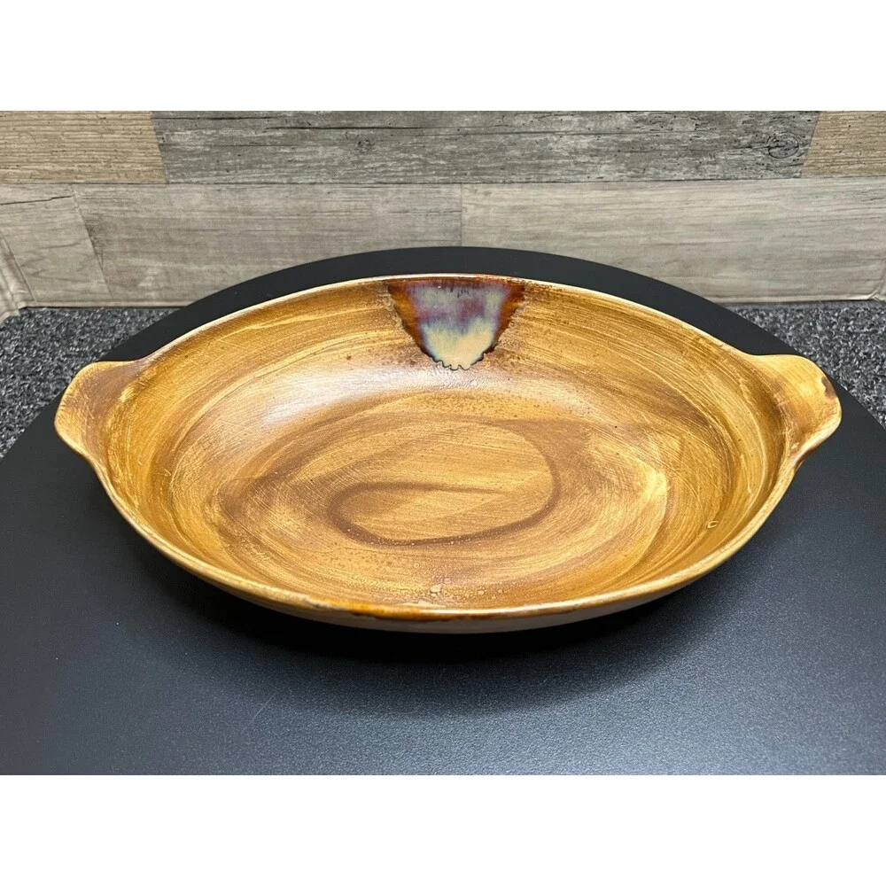 Sango Splash Brown Au Gratin Dish 4951 Drip Glaze Bakeware Microwave Safe
